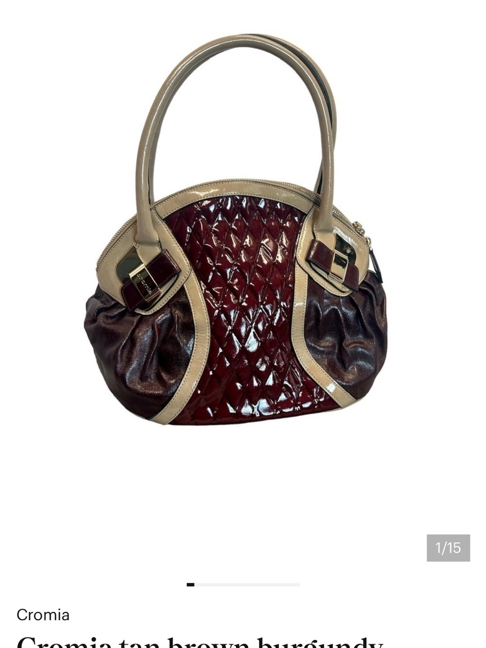 CROMIA Brown & Burgundy Quilted Patent BAG